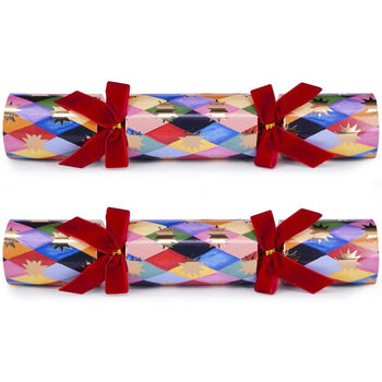Multicoloured Christmas Harlequin Crackers Set Of Six, 2 of 6