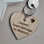 Personalised 'Heart Belongs To Mummy' Wooden Keyring, thumbnail 2 of 3
