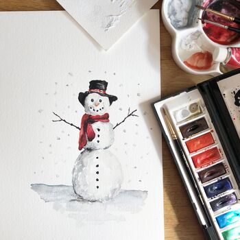 Snowman Hand Painted Christmas Card, 2 of 2