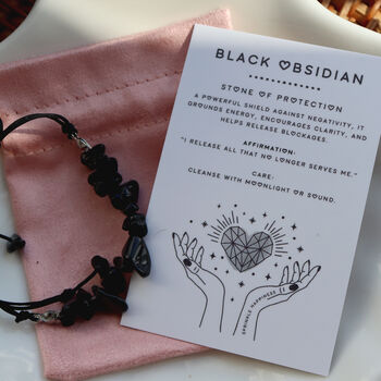 Black Obsidian Crystal Bracelet – Adjustable Cord, 2 of 8