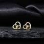 Celtic Heart Stud Earrings In Sterling Silver, thumbnail 3 of 10