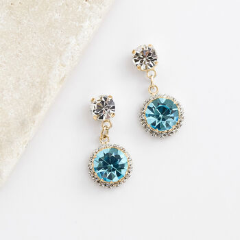 Aqua Blue Swarovski Crystal Snow Drop Earrings, 2 of 6