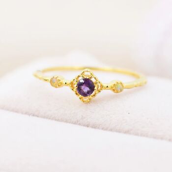 Vintage Inspired Natural Amethyst And Opal Ring, 6 of 11