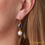 Blue Sapphire And Pearl Gold And Silver Drop Earrings, thumbnail 4 of 10