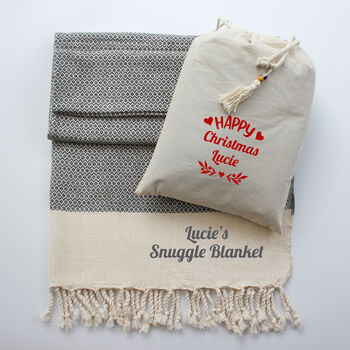 Personalised Cotton Throw, Christmas Gift For Family, 2 of 11