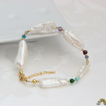 White Long Pearl And Gemstone Bracelet, 3 of 11