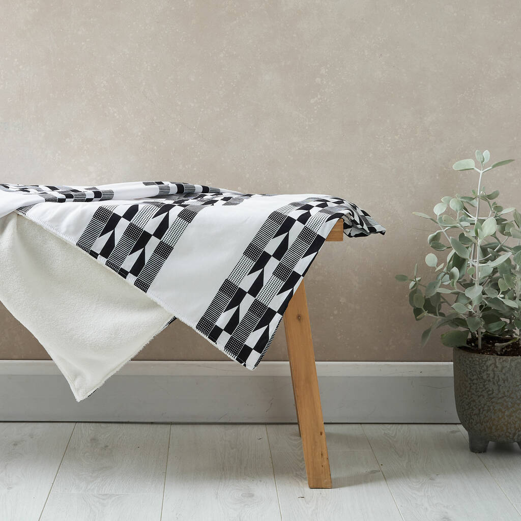 Black And White Kente Strip Blanket By Bespoke Binny