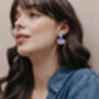 Terrazzo Blue And White Clay Dangle Stud Earrings, thumbnail 3 of 6