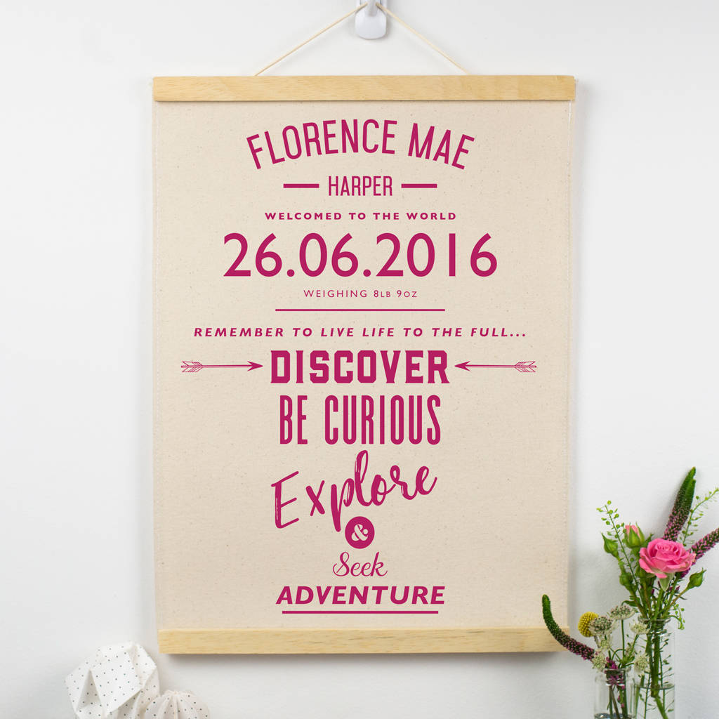 Personalised New Baby Gift Adventure Wall Hanging By Delightful Living