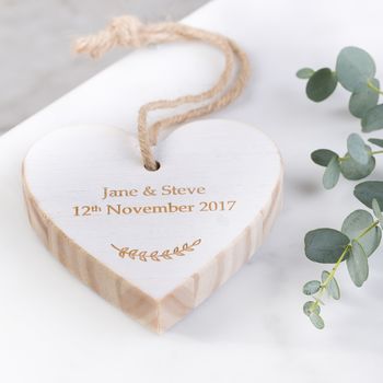 Personalised Wooden Heart Wedding Keepsake, 2 of 3