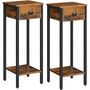 Set Of Two Tall Side Table Bedside Table With Drawer, thumbnail 6 of 9