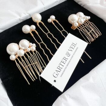 Swarovski Pearl Comb And Hairpin Set Of Five Lustre, 5 of 7