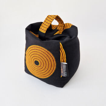 African Print Door Stop | Black Tunde Print, 2 of 5