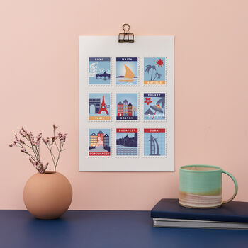 Personalised Nine Stamp Destination Print, 3 of 12
