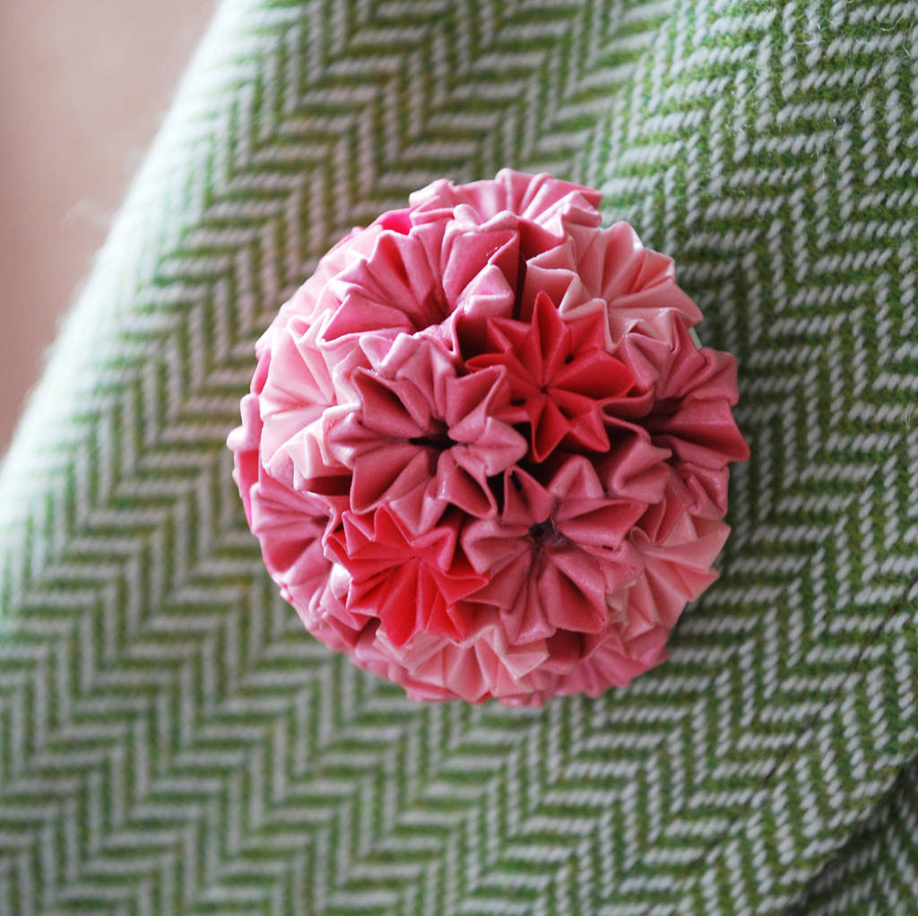 Pink Dome Origami Brooch, 1 of 2