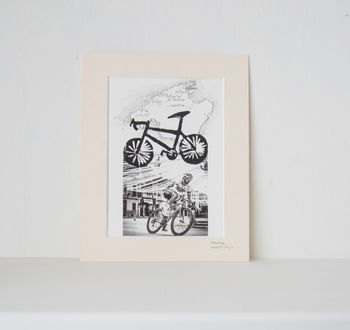 Personalised Bike Print With Bespoke Map And Photo, 3 of 7