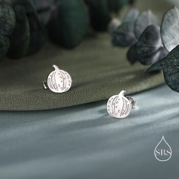Sterling Silver Pumpkin Squash Stud Earrings, 2 of 12