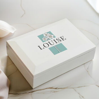 Personalised Birth Flower Wooden Jewellery Box, 3 of 8