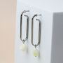 Silver Long Drop Earrings With Pearls, thumbnail 1 of 4