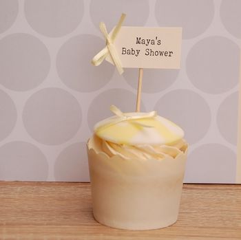 Set Of Ten Personalised 'Baby Shower' Cupcake Toppers, 2 of 5