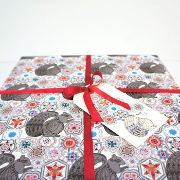 Gift Wrapping Paper Squirrel Among Flowers, 2 of 7