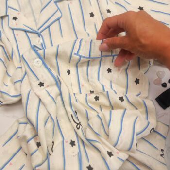Christmas Pyjama Gift Set – Striped With Bow Details Plus Soft Blue Eye Mask – Ideal For Her And Teens, 5 of 9