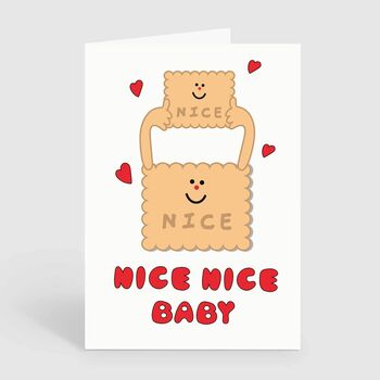 Nice Nice Baby Biscuit Funny Cute New Parent Baby Card, 2 of 2