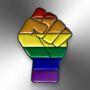Rainbow Power Fist Inclusive Enamel Lapel Pin Badge, Gay Pride Awareness Gift, Lgbtqia+ Jewellery Gifts, thumbnail 3 of 8