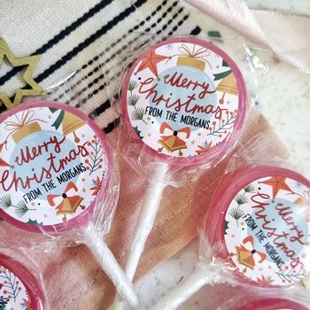 Personalised 'Merry Xmas' Pink Bauble Small Lollipops, 2 of 4