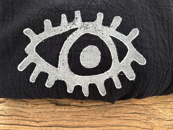 Long Organic Cotton Robe: Black With White Eye, 4 of 4