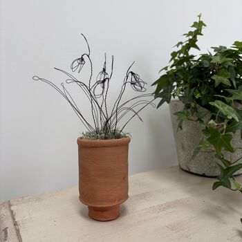 Wire Snowdrops In Handmade Terracotta Pot, 5 of 8