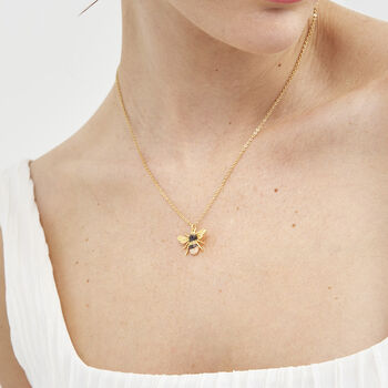 Gold Honey Bee Enamel Necklace, 2 of 7