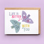 Folk Art Love Birds Card: Anniversary Or Valentine's Day Card, thumbnail 1 of 2