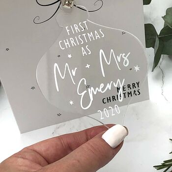 First Christmas Mr And Mrs Keepsake Bauble Card Box, 6 of 9