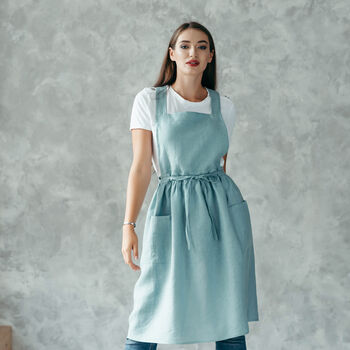 Linen Pinafore Apron | Studio Artist Smock, 2 of 12