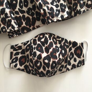Upcycled Silk Lined Leopard Print Cotton Face Mask, 2 of 11