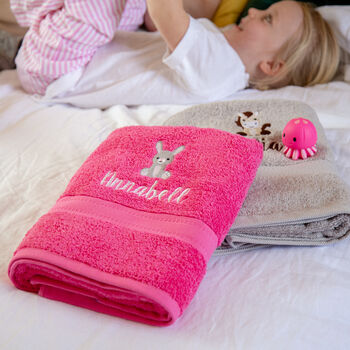 Children's Personalised Bunny Bath Towel, 8 of 10