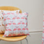 A Flamingo Flourish Cushion, Ice Blue, Mini Or Medium, thumbnail 3 of 5