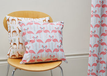 A Flamingo Flourish Cushion, Ice Blue, Mini Or Medium, 3 of 5