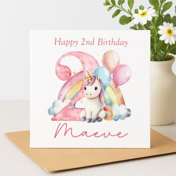 Personalised Unicorn Birthday Card, Age One To Five Birthday Card, 2 of 5