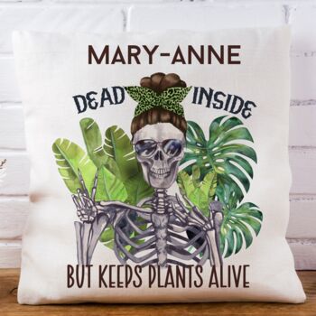 Personalised Plant Lover Skeleton Cushion, 2 of 3