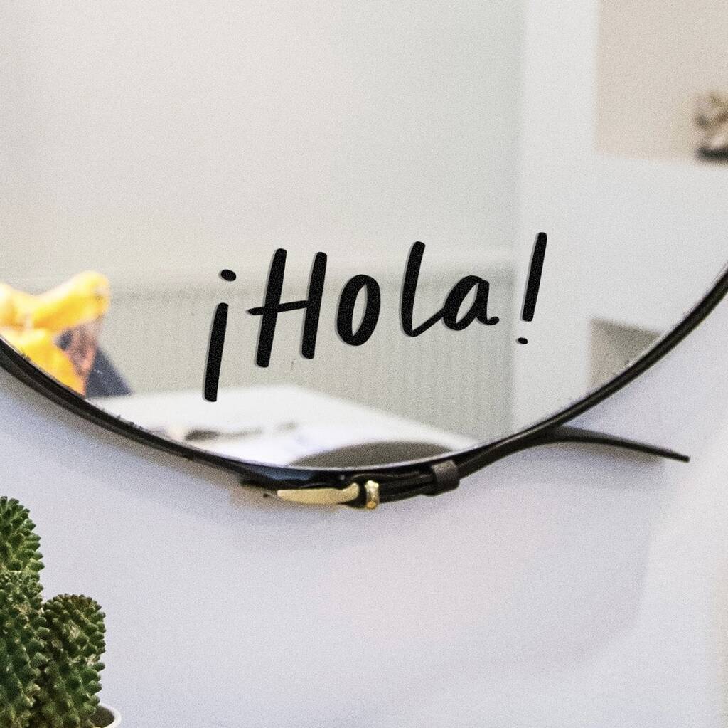 'Hola' Hand Lettered Mirror Decal, 1 of 2