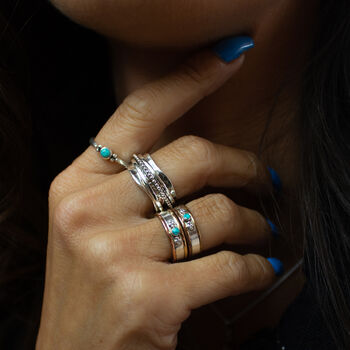 Aura Halo Silver Spinning Ring, 4 of 10