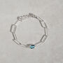 Sterling Silver Aquamarine Paperclip Chain Bracelet, thumbnail 2 of 8