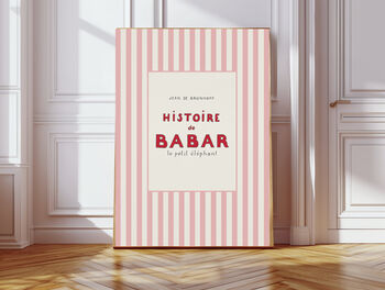 Babar The Elephant Set Of Two Pink Art Prints, 2 of 3