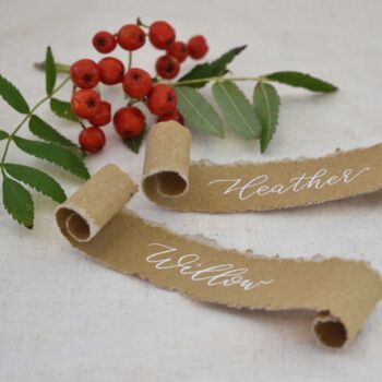 Personalised Christmas Scroll Place Name Cards X 10, 3 of 8