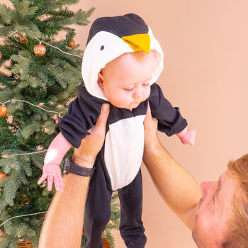 Handmade Organic Cosy Penguin Or Rabbit Baby Onesie, 2 of 12