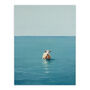 Open Water Swimming Cow Bathroom Blue Wall Art Print, thumbnail 6 of 6