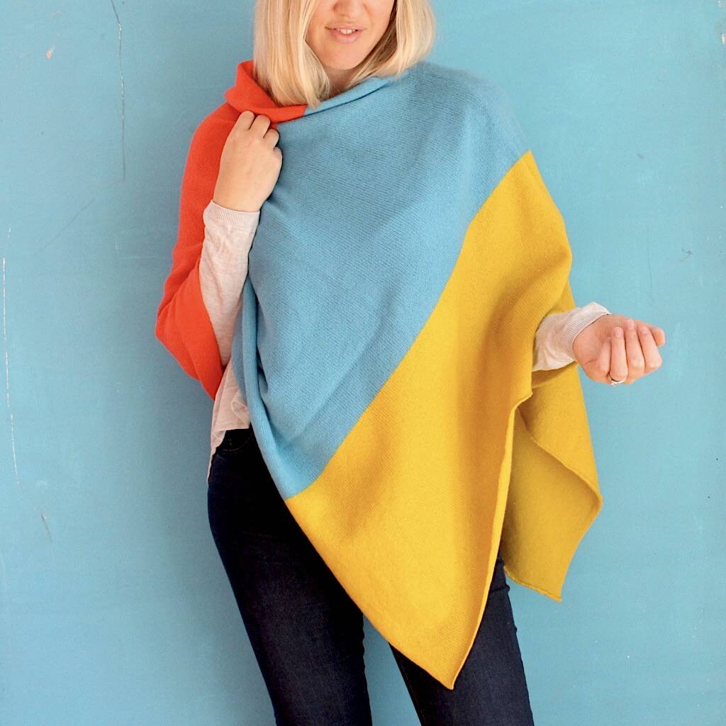 Colour Block Knitted Poncho By Gabrielle Vary Knitwear ...