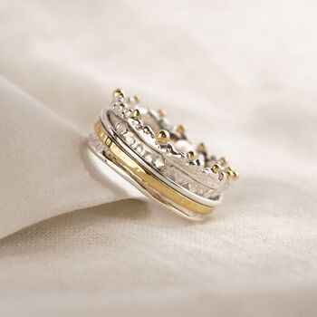 Crown Mixed Metal Spinning Ring, 5 of 10